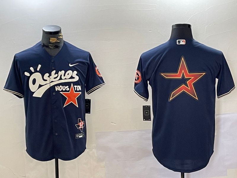 Men Houston Astros Blank Blue Second generation joint name Nike 2024 MLB Jersey style 3